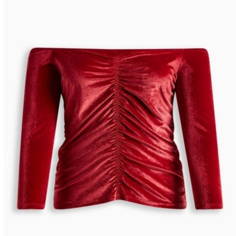 Torrid Red Off-Shoulder Blouse - Picture 6 of 8